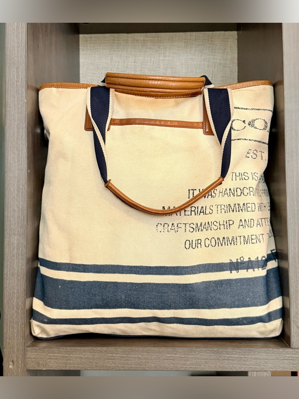 Coach Large Canvas Denim Utility Tote Bag